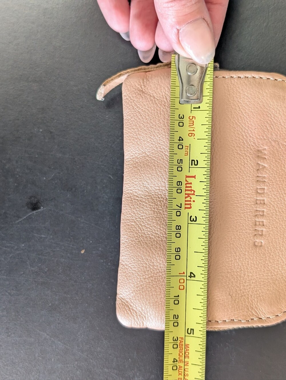 The Wanderers Travel Co. Zippered Leather Wallet, Pale Pink / Tan - Picture 13 of 15